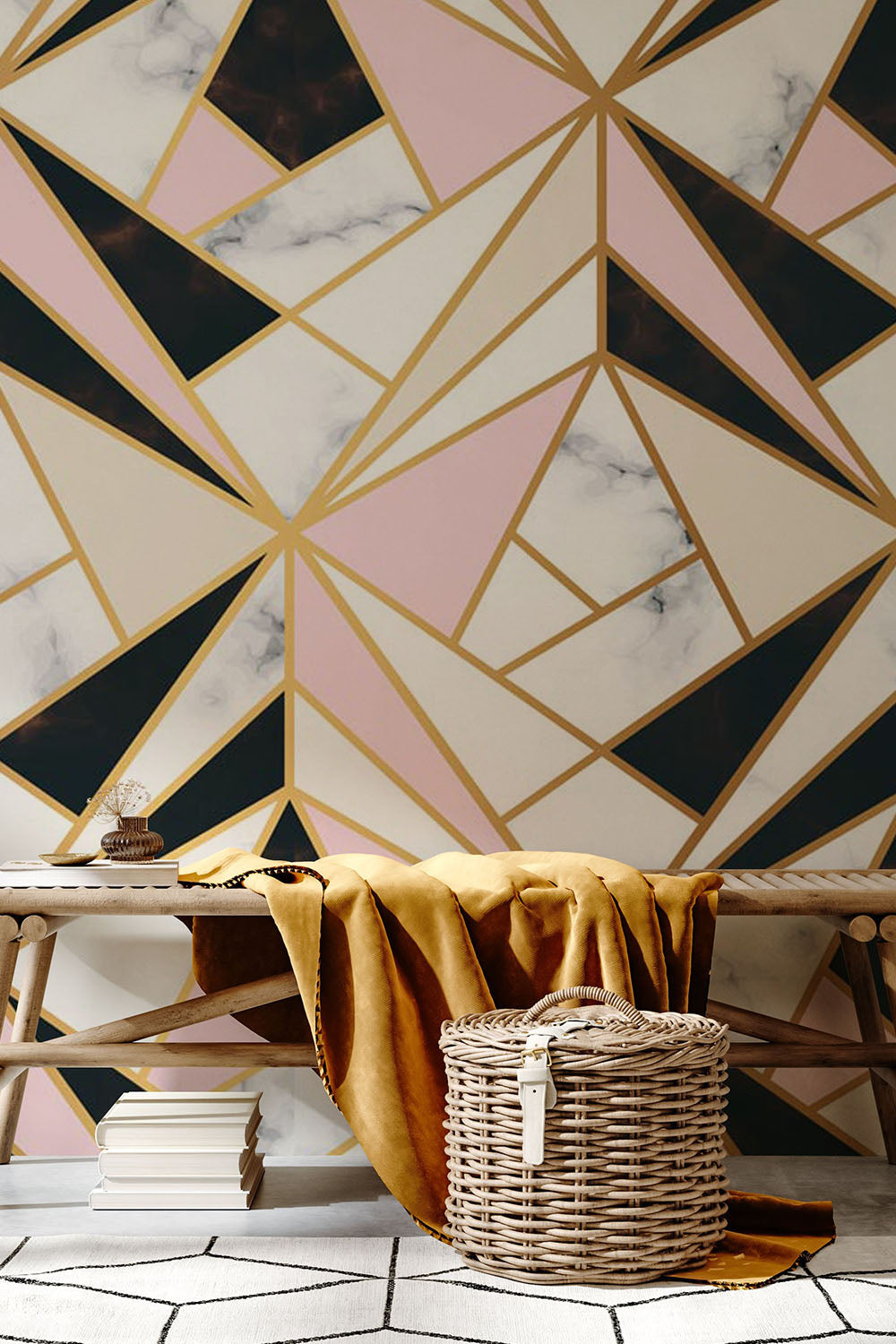 Trendy geometric wall paint has become increasingly popular in modern interior design. The use of geometric patterns