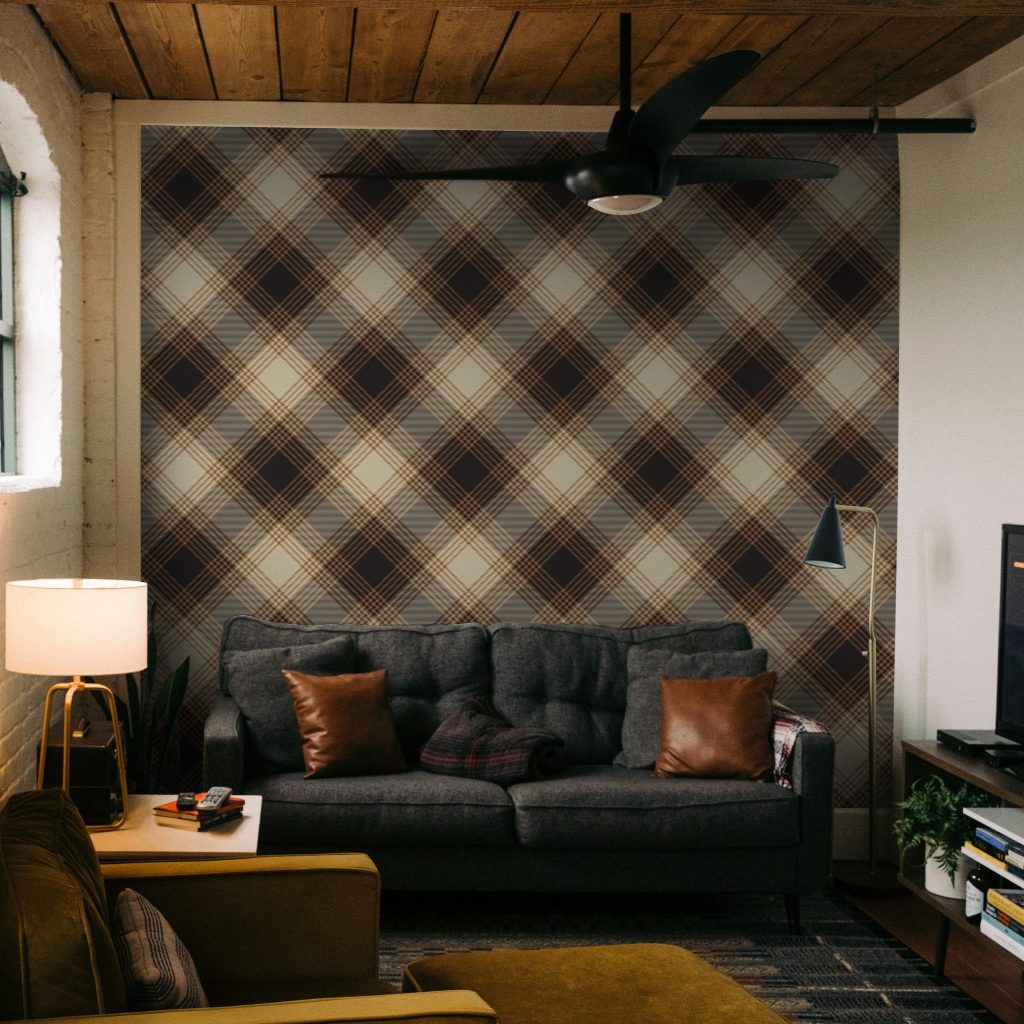 plaid wallpaper for room