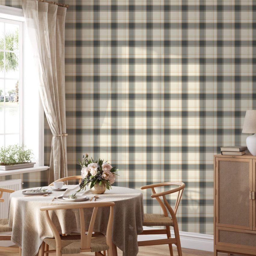 plaid wallpaper for room