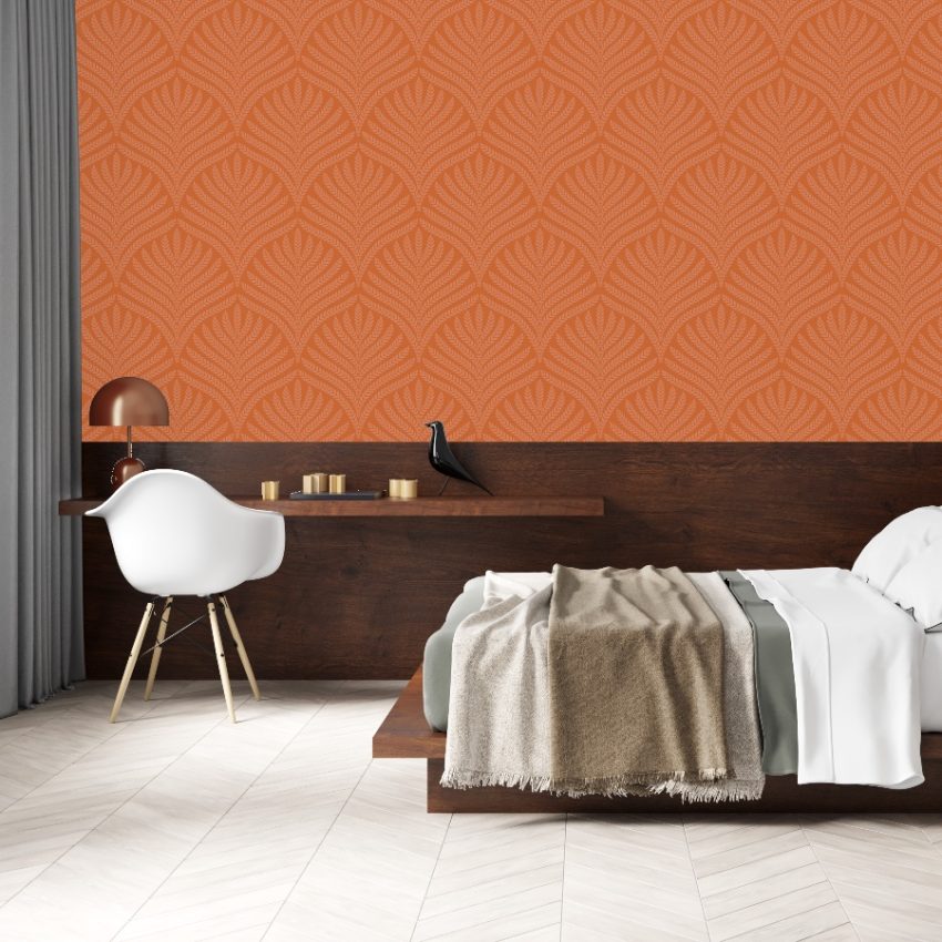 orange wallpaper for room