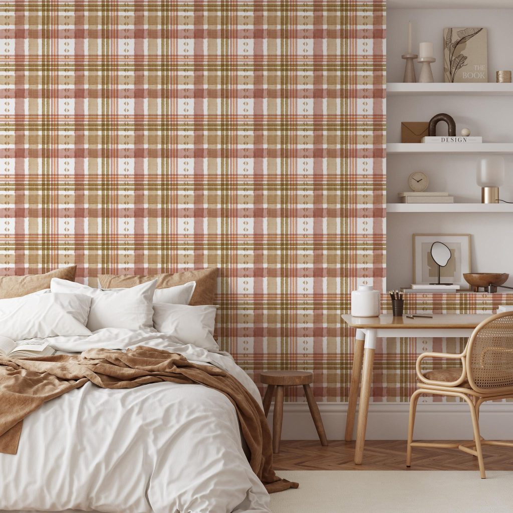 plaid wallpaper for room