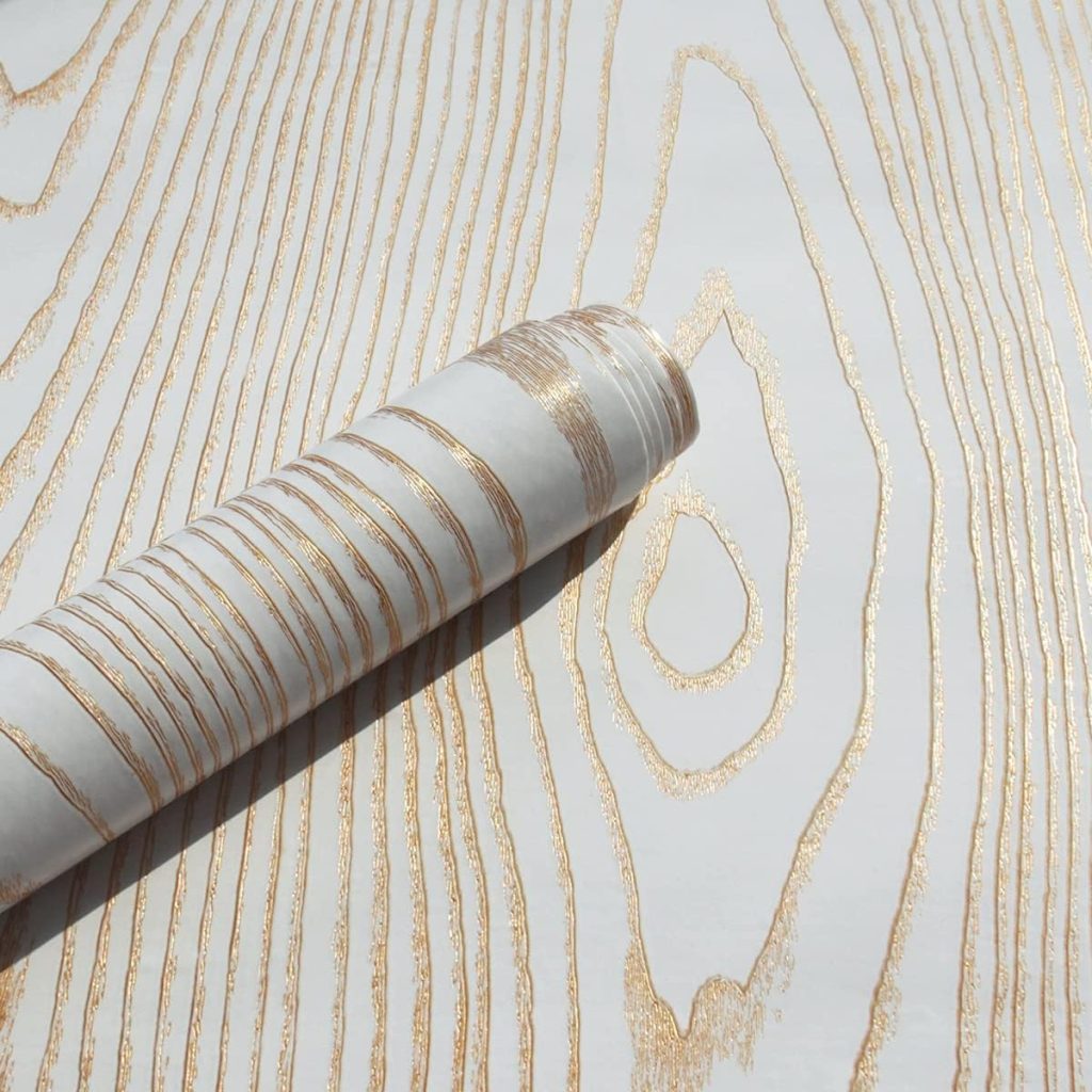 Gold and White Peel and Stick Wallpaper