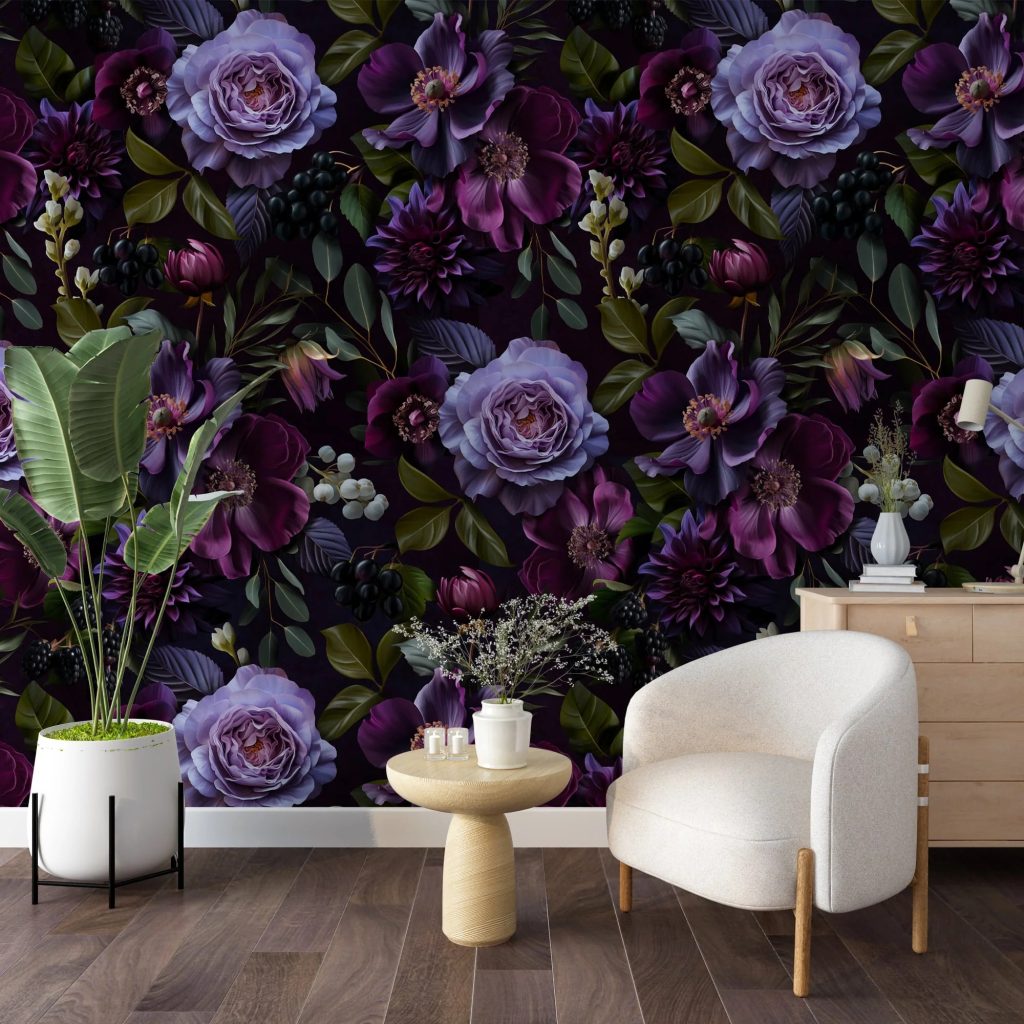 purple wallpaper for room